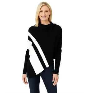 White House Black Market Sweater Size M / Size L Long Sleeve Cowl Stripe WHBM